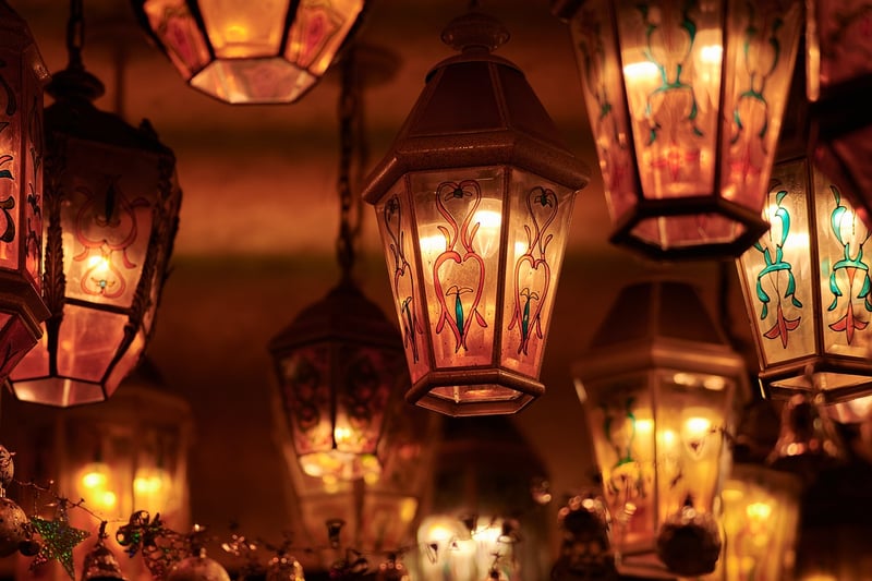 Decorative lanterns in a garden